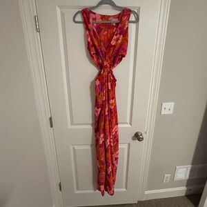 Show Me Your MuMu Backless Floral Dress - Pink and Orange